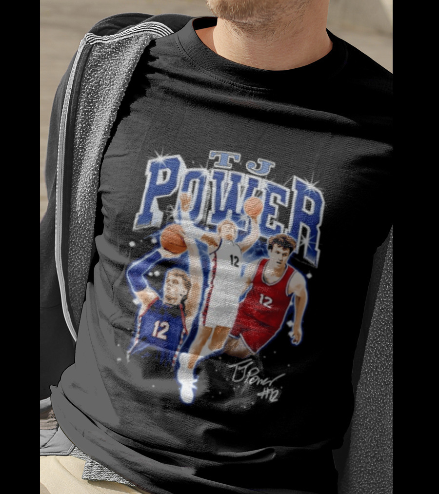 TJ Power Penn Quakers Basketball Player Number 12 Collage T-Shirt