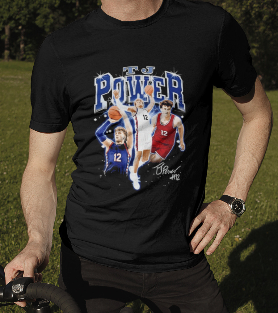 TJ Power Penn Quakers Basketball Player Number 12 Collage T-Shirt