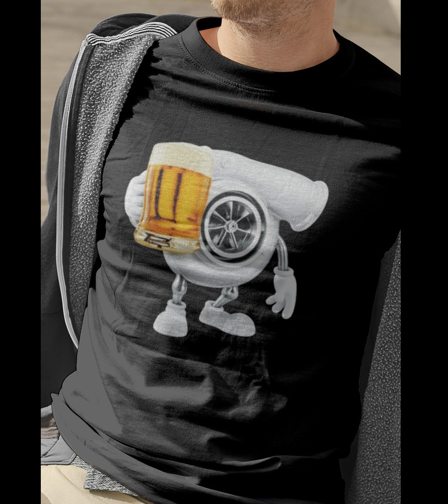 Turbo Beer Turbocharger Car Enthusiast Character With Beer T-Shirt