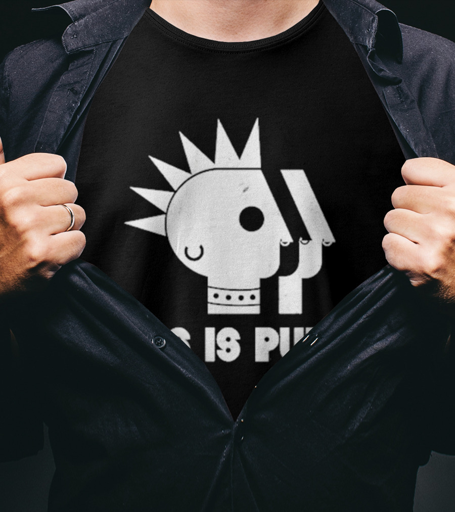 PBS Is Punk Distressed Style Mohawk Head Everyday Wear T-Shirt