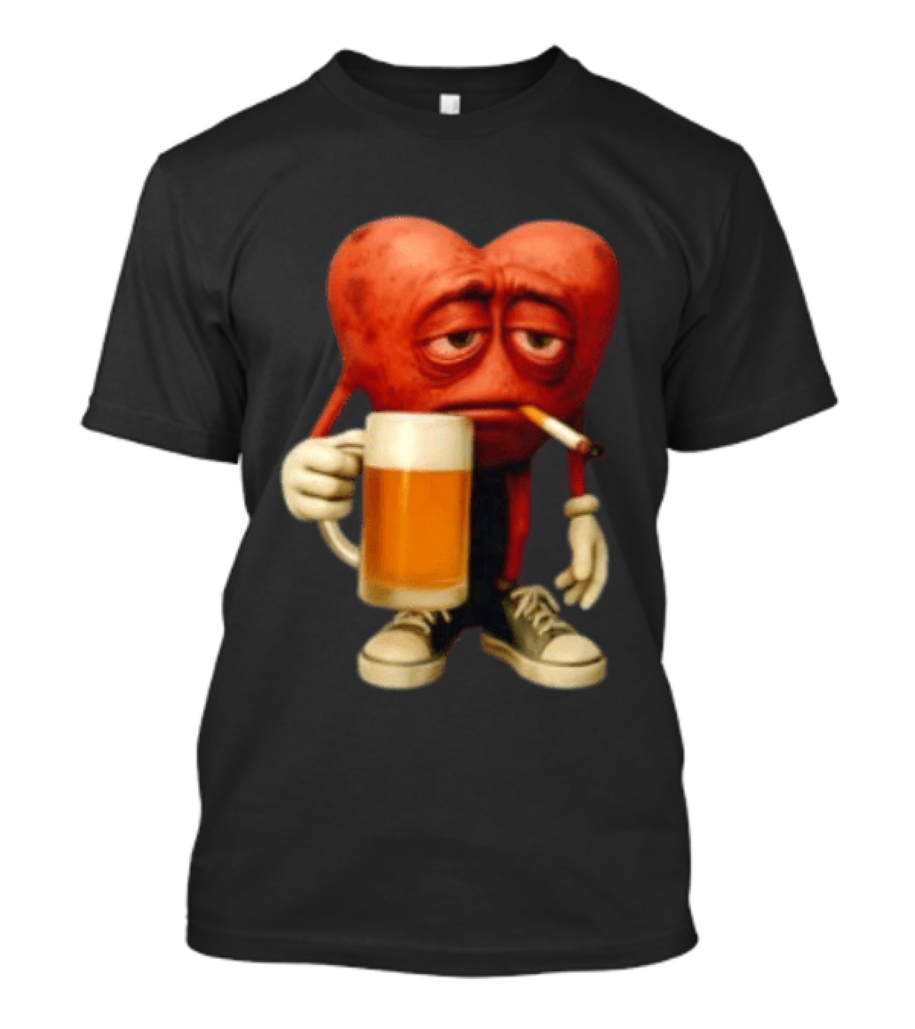 Your Heart Smoking Cigarette And Holding Beer In Sneakers T-Shirt