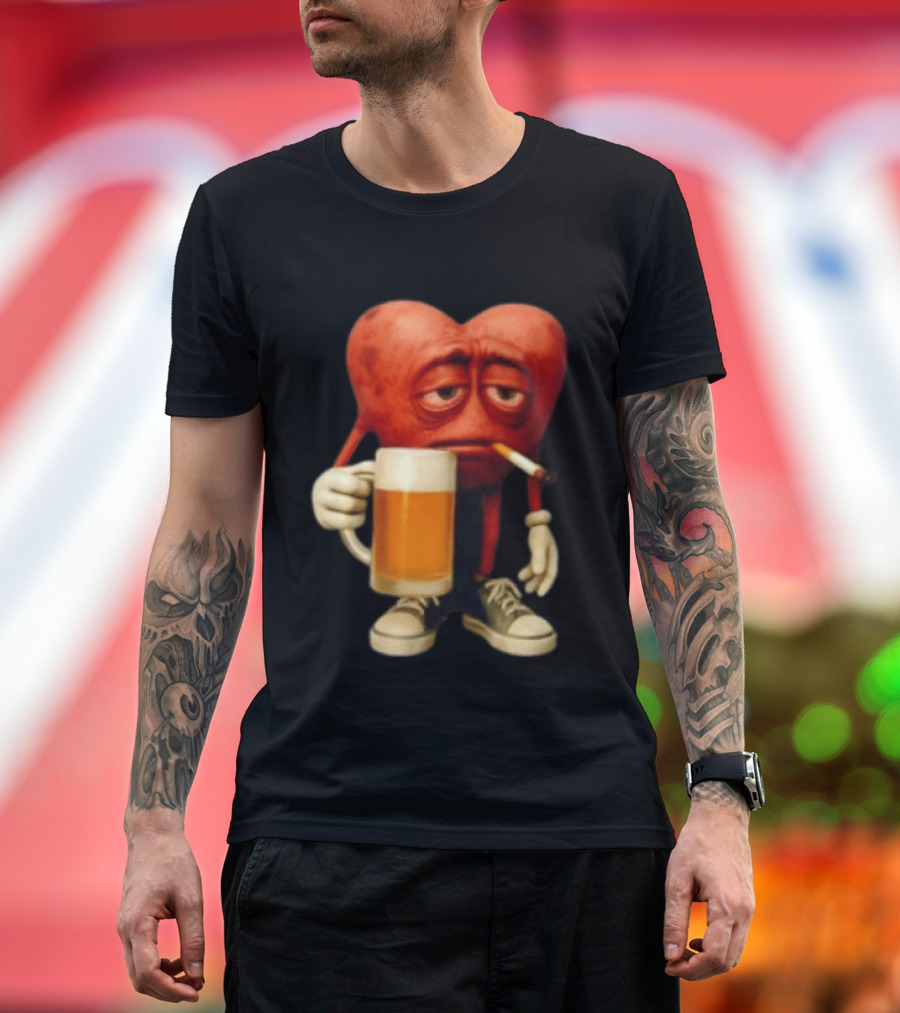 Your Heart Smoking Cigarette And Holding Beer In Sneakers T-Shirt