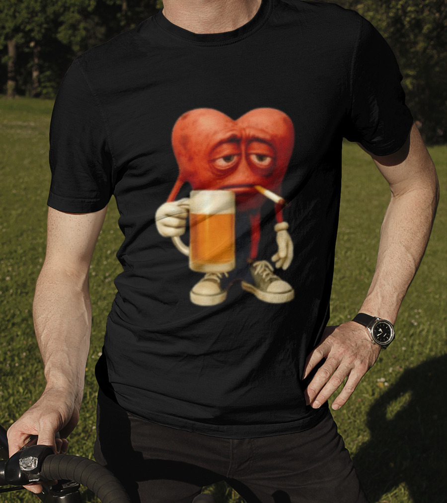 Your Heart Smoking Cigarette And Holding Beer In Sneakers T-Shirt