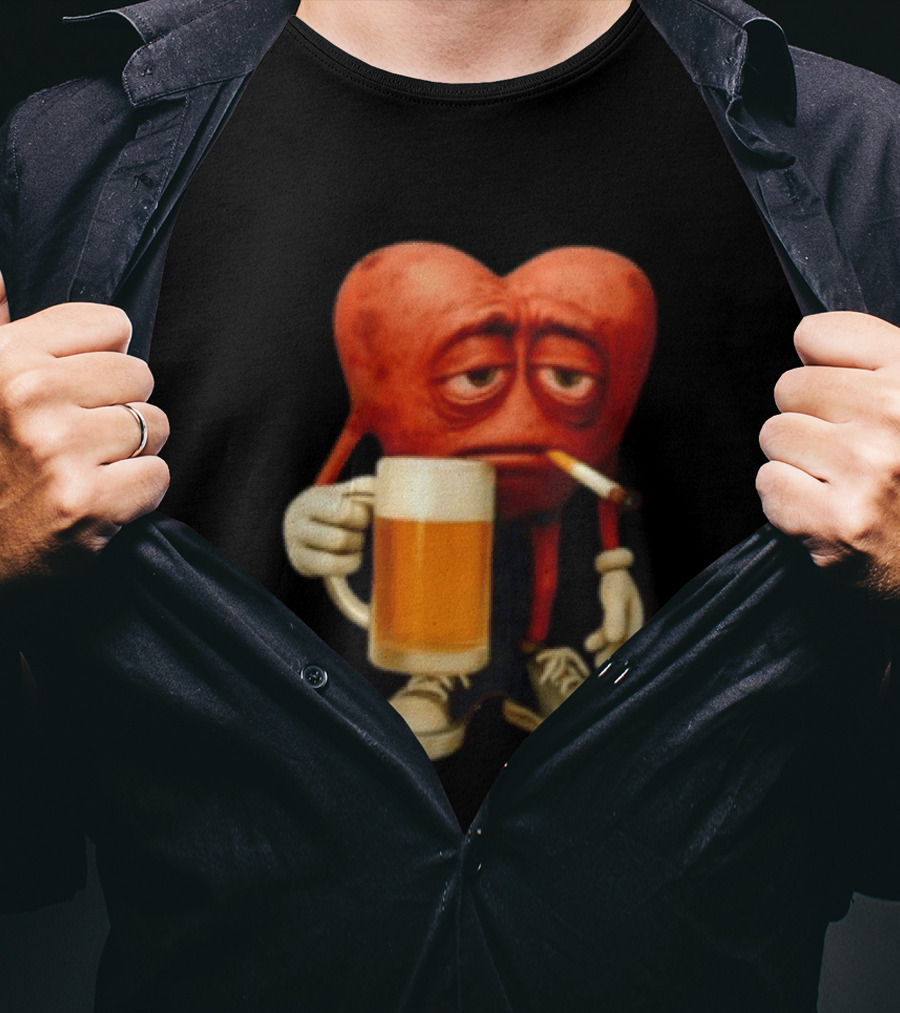 Your Heart Smoking Cigarette And Holding Beer In Sneakers T-Shirt