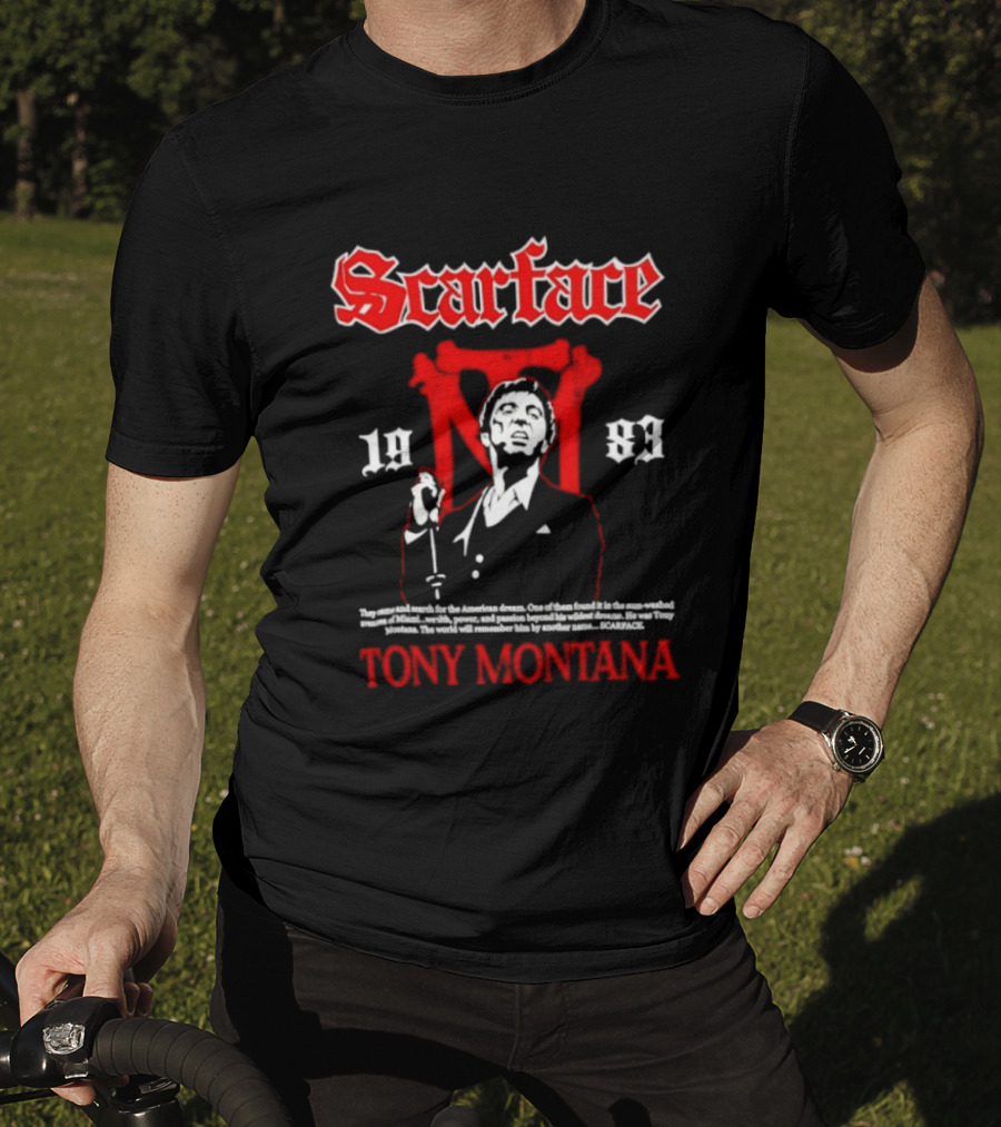 Scarface 1983 Tony Montana American Dream Red White T-Shirt