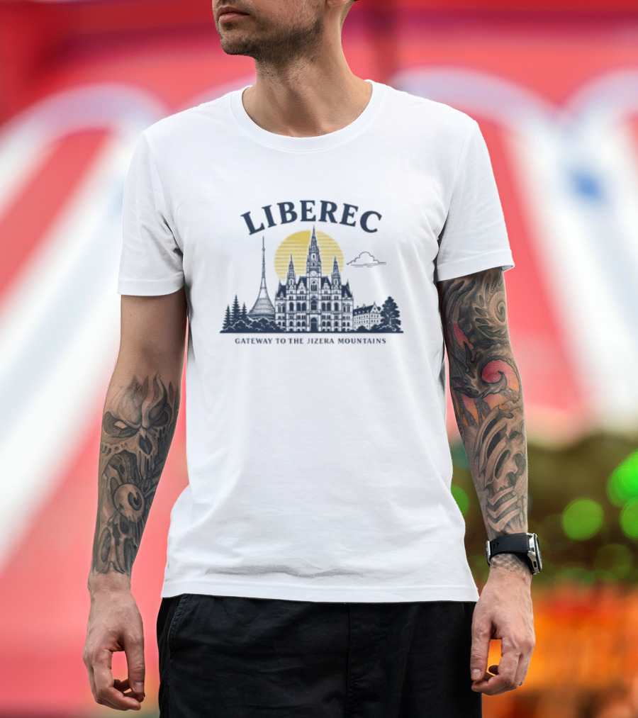 Liberec Gateway To The Jizera Mountains Skyline Silhouette With Tower And Cloud T-Shirt