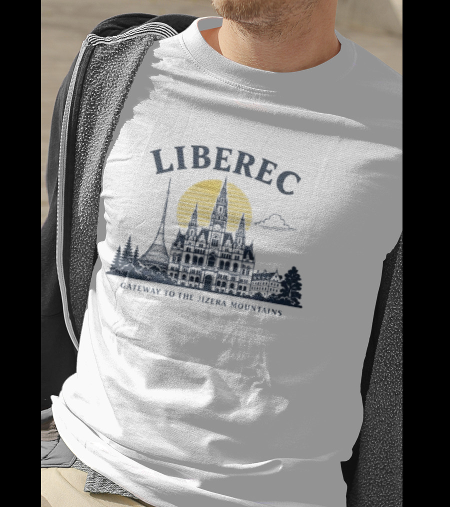 Liberec Gateway To The Jizera Mountains Skyline Silhouette With Tower And Cloud T-Shirt