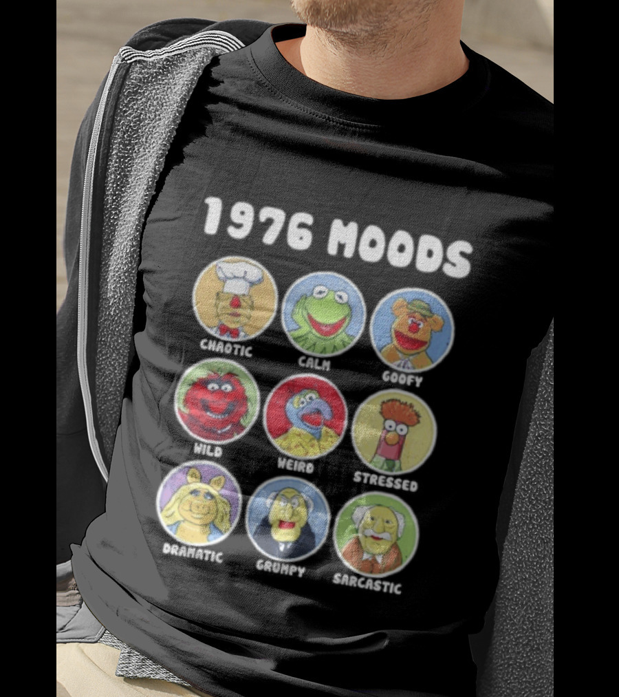 1976 Moods The Muppets Kermit Miss Piggy Animal Fozzie Beaker Swedish Chef Bunsen Honeydew Sam Eagle Statler Waldorf T-Shirt