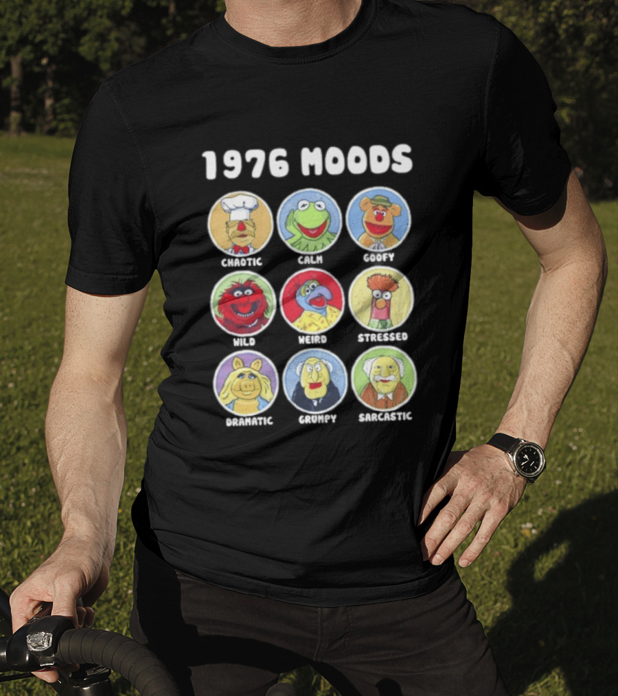 1976 Moods The Muppets Kermit Miss Piggy Animal Fozzie Beaker Swedish Chef Bunsen Honeydew Sam Eagle Statler Waldorf T-Shirt