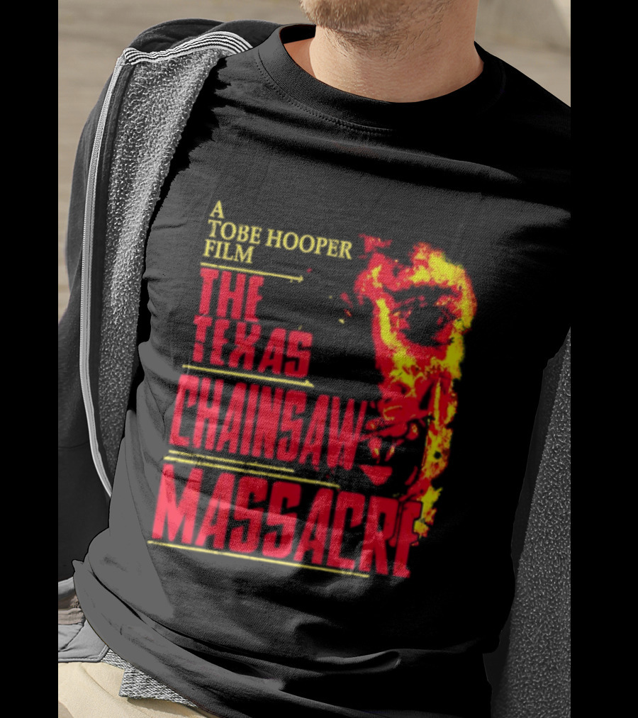 A Tobe Hooper Film The Texas Chainsaw Massacre Flame Chainsaw T-Shirt