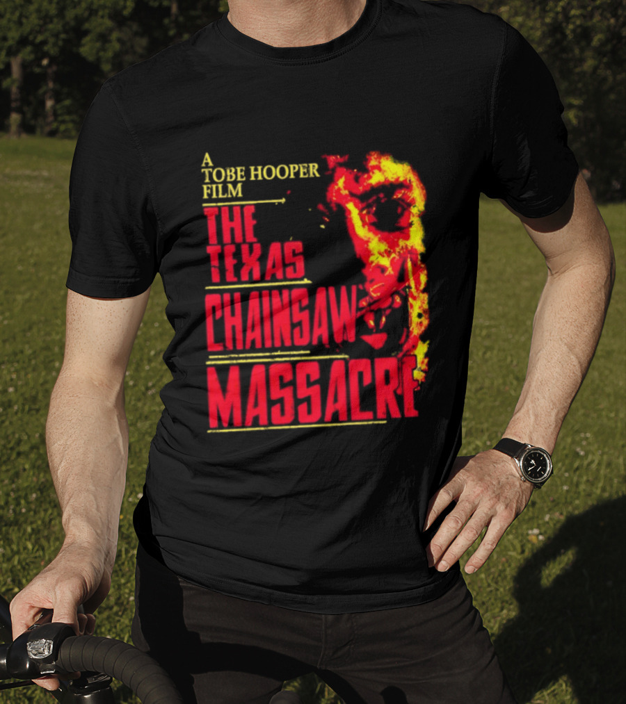 A Tobe Hooper Film The Texas Chainsaw Massacre Flame Chainsaw T-Shirt