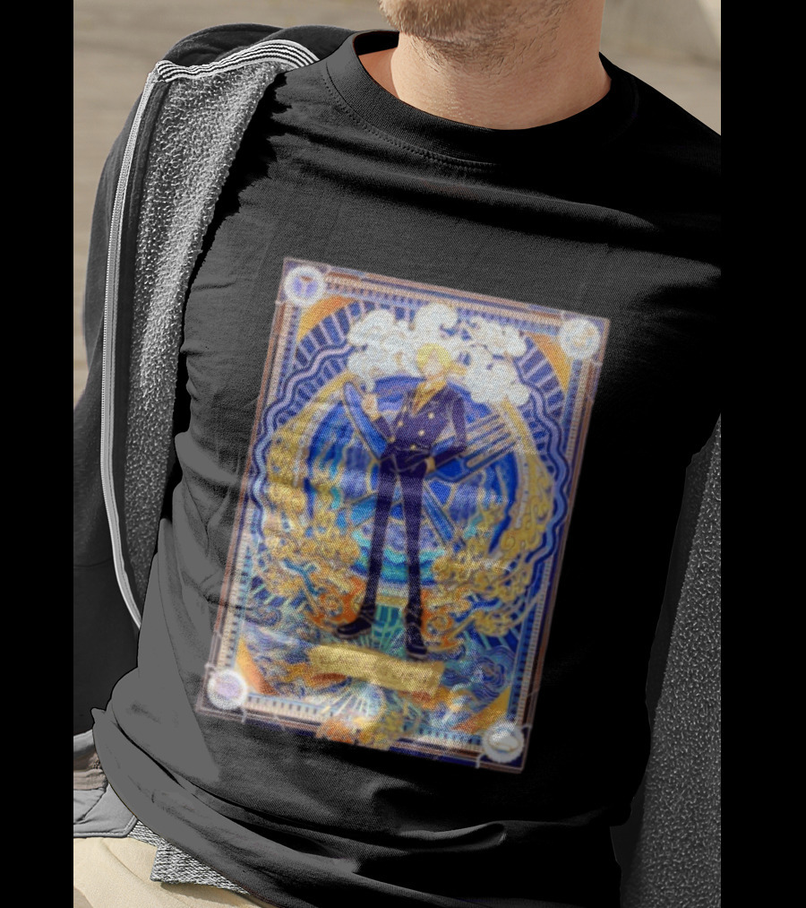 Sanji Black Leg Flames Smoking One Piece Character Art Tarot T-Shirt