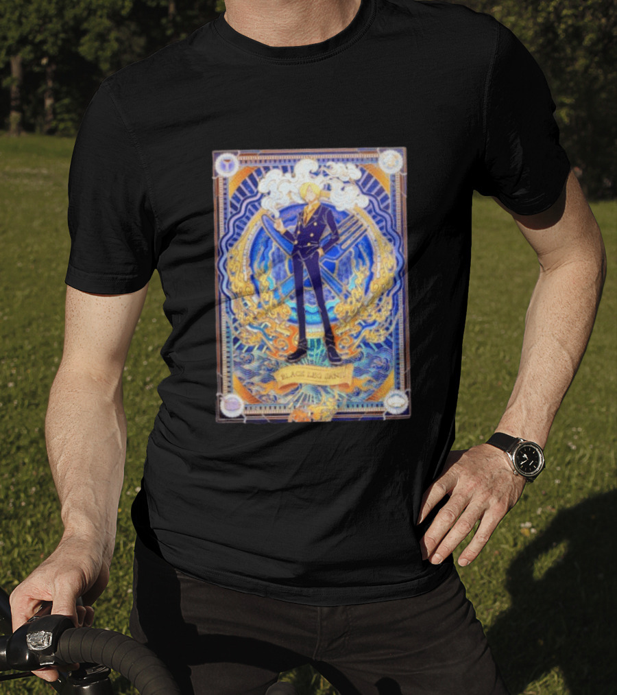 Sanji Black Leg Flames Smoking One Piece Character Art Tarot T-Shirt