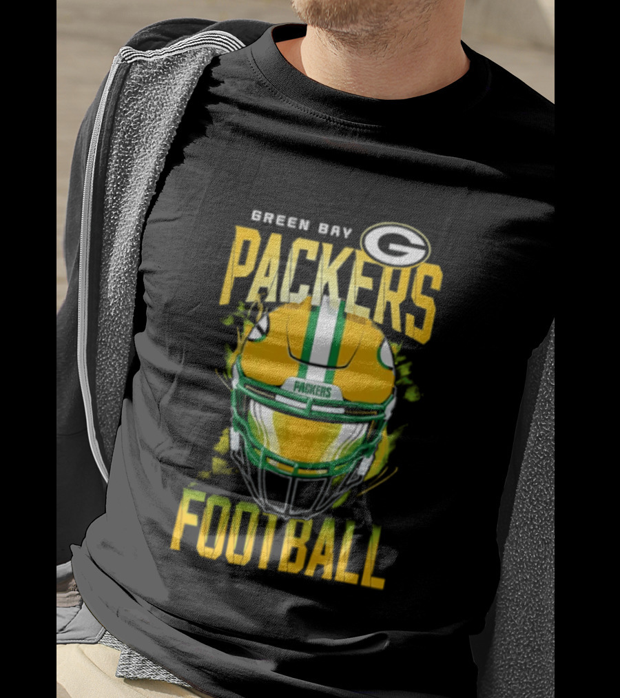 Green Bay Packers Football Helmet Packers Football T-Shirt