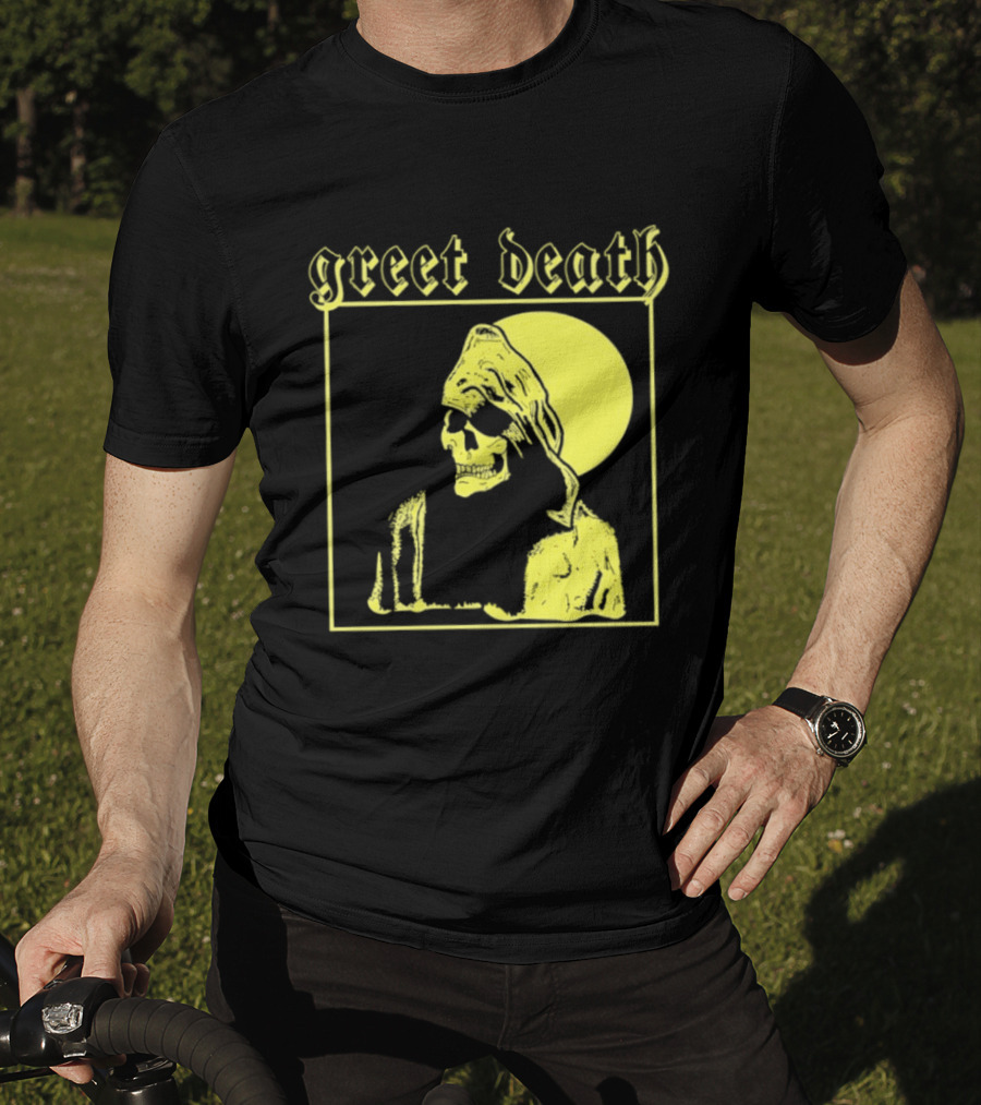 Greet Death Grim Reaper Band Alternative Rock Skeleton Halo T-Shirt