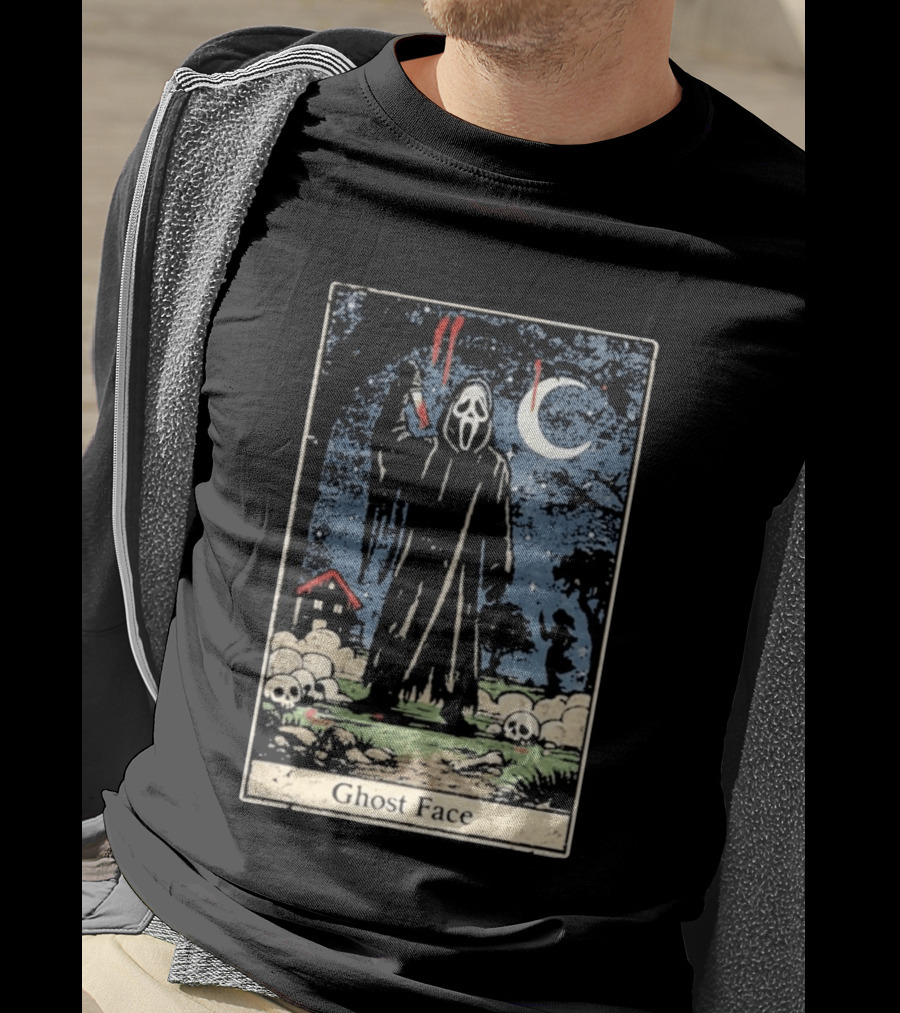 Ghost Face Scream Changes Tarot Card Crossover Halloween Horror Villain T-Shirt