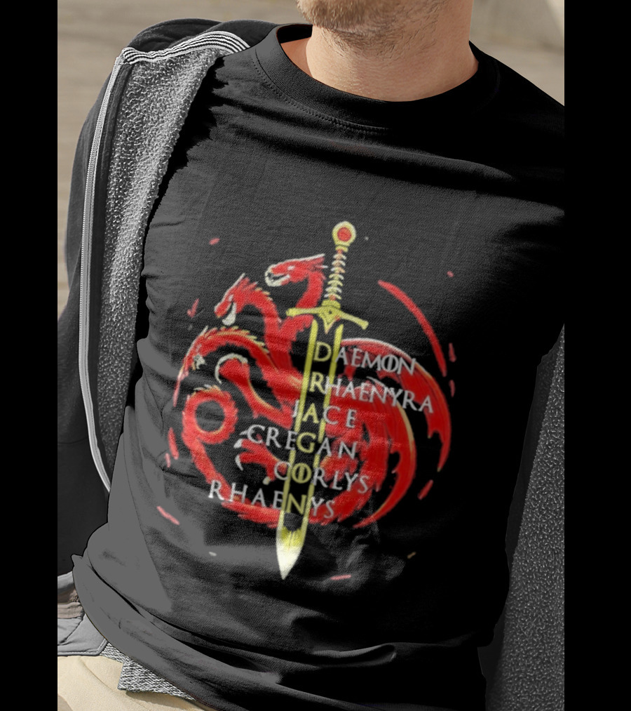 Daemon Rhaenyra Jace Cregan Corlys Rhaenys Dragon Sword Emblem The Reel Rejects T-Shirt
