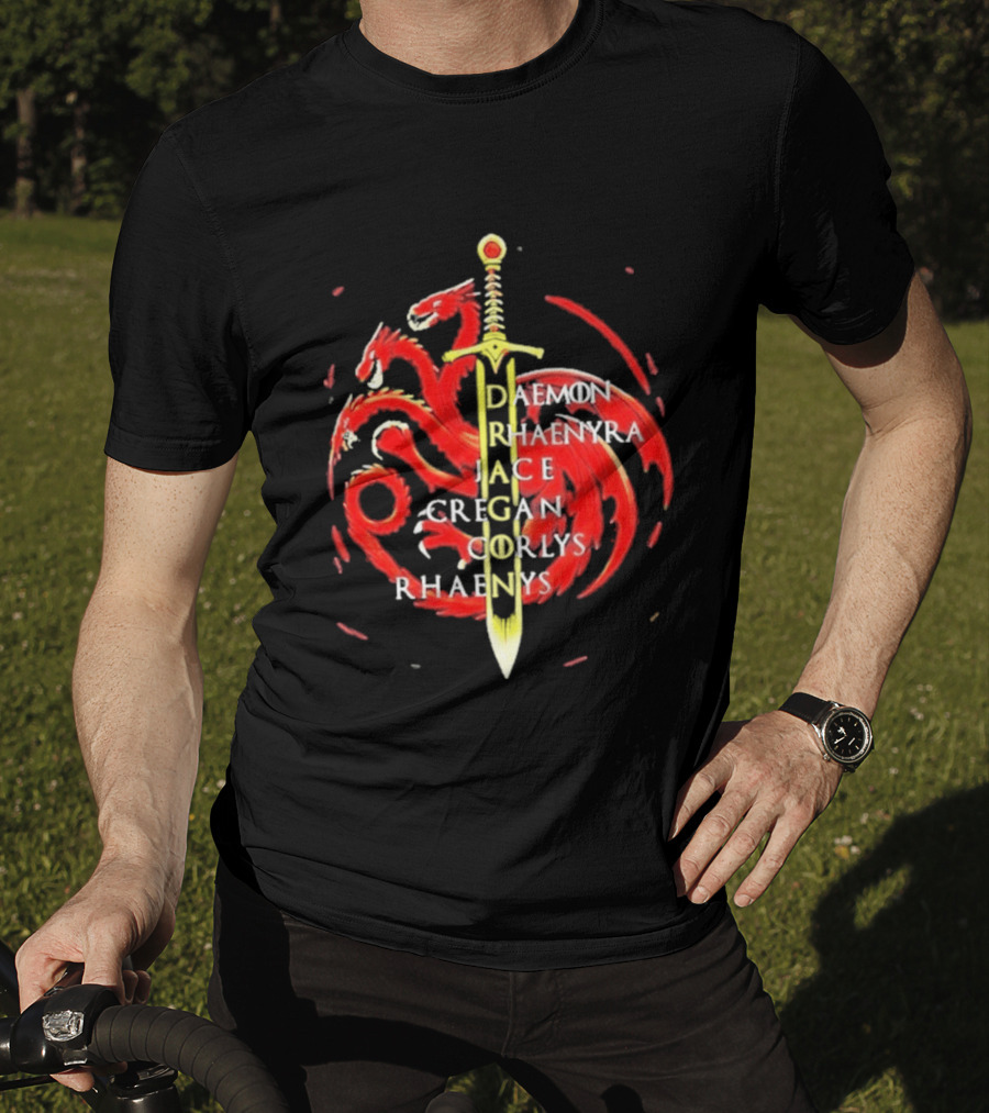 Daemon Rhaenyra Jace Cregan Corlys Rhaenys Dragon Sword Emblem The Reel Rejects T-Shirt