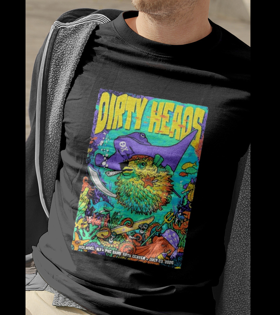 Dirty Heads Holmdel NJ July 23 2026 PNC Bank Arts Center Pirate Theme Ocean Creatures T-Shirt