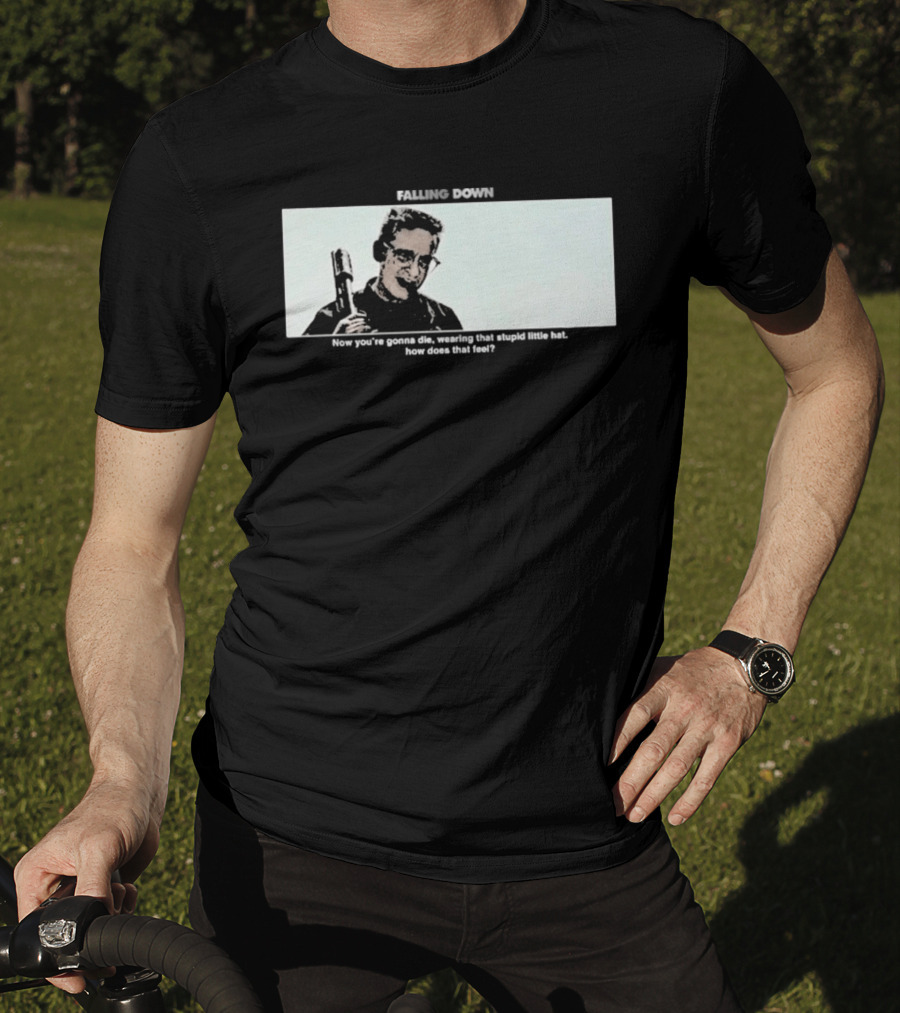 Falling Down Now You're Gonna Die Wearing That Stupid Little Hat How Does That Feel T-Shirt
