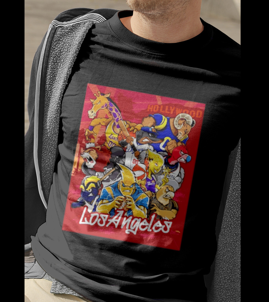 Los Angeles Legends Hollywood Sports Mashup With Dodgers Lakers Kings Rams And Clippers T-Shirt