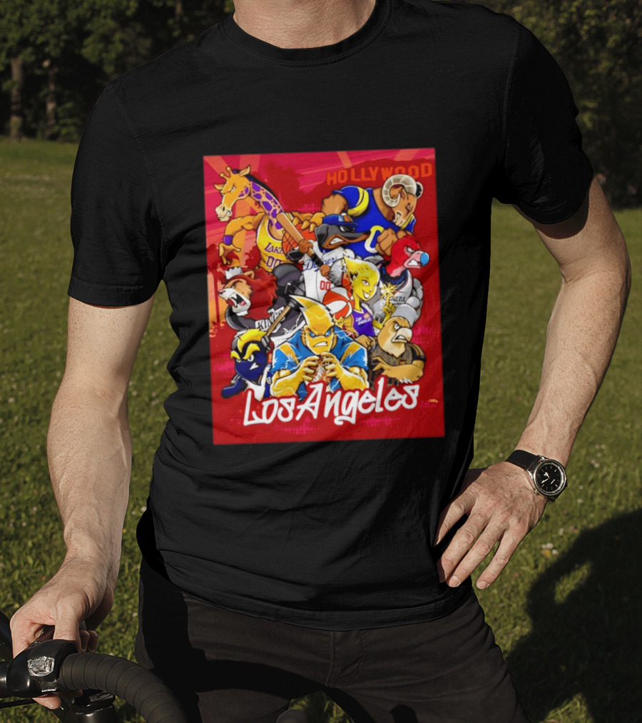 Los Angeles Legends Hollywood Sports Mashup With Dodgers Lakers Kings Rams And Clippers T-Shirt