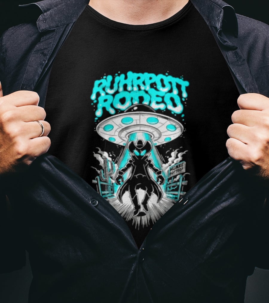 Ruhrpott Rodeo Hunxe Bottrop Alien Cowboy UFO Texas Stadium T-Shirt