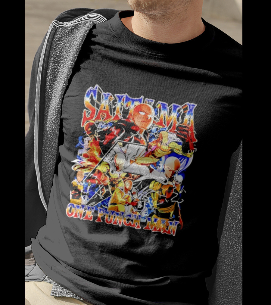Saitama One Punch Man Anime Manga Superhero Action Pose Compilation T-Shirt