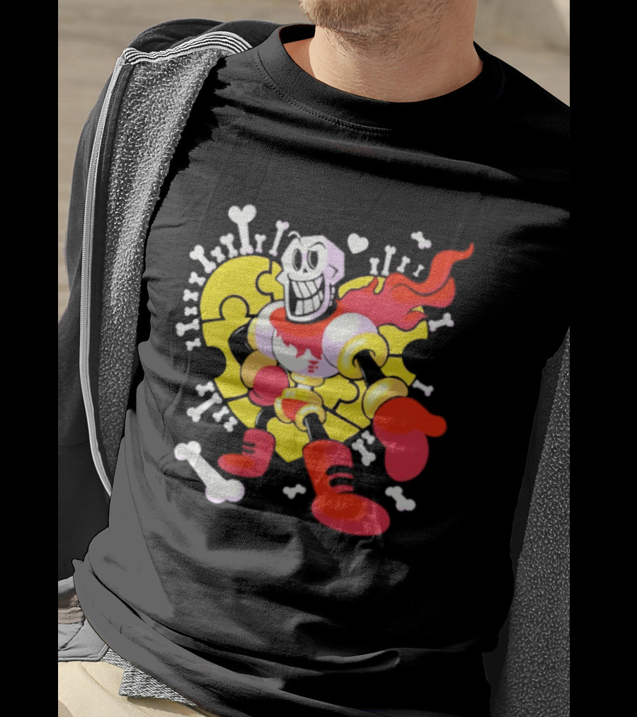 Papyrus Bonetrousle 10th Anniversary Undertale Puzzle Heart Skeleton T-Shirt