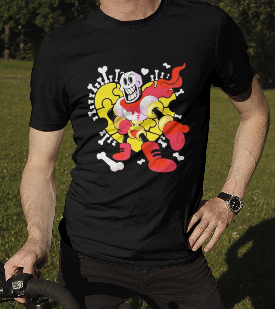 Papyrus Bonetrousle 10th Anniversary Undertale Puzzle Heart Skeleton T-Shirt