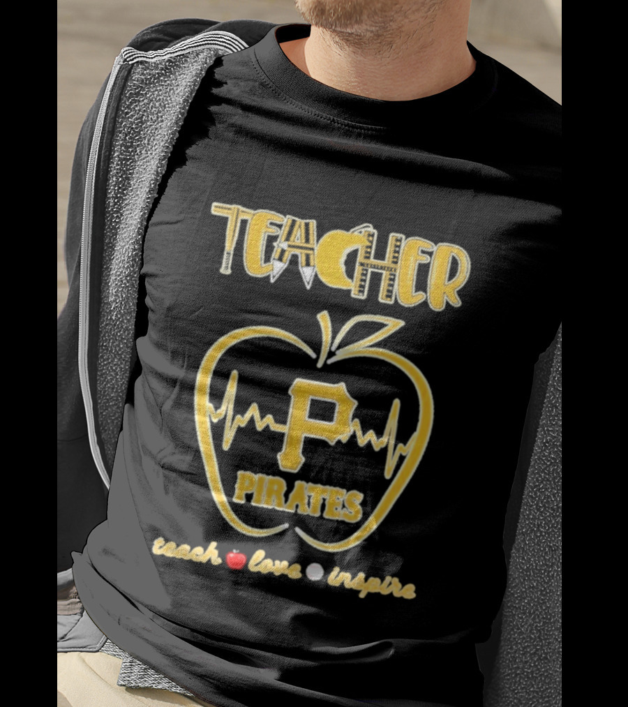 Pittsburgh Pirates Teacher Apple Teach Love Inspire T-Shirt