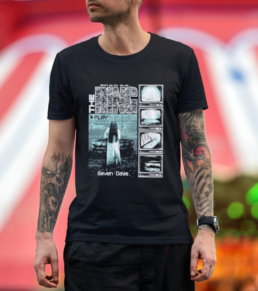 The Ring Seven Days Play Tape Iconic Horror Movie Scene T-Shirt
