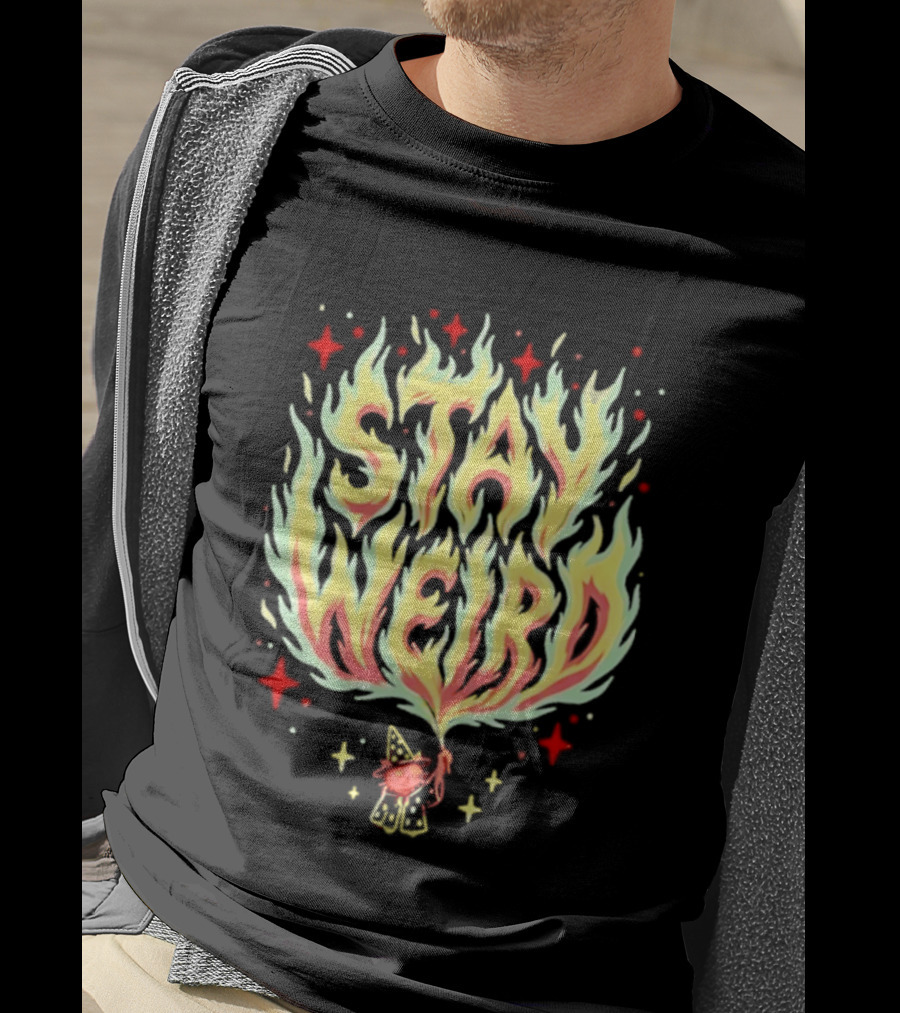 Stay Weird Witch Cat Magic Flame T-Shirt