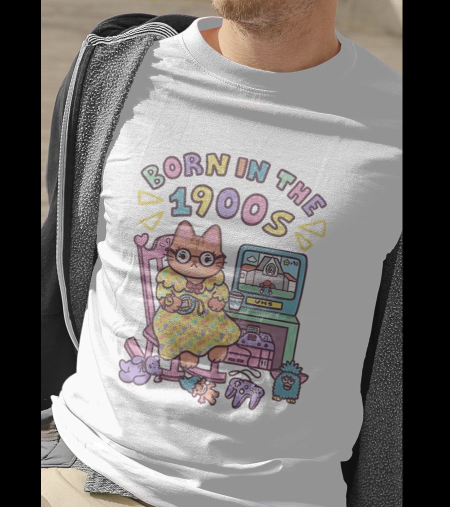 Born In The 1900s Cat VHS Gaming Nostalgia T-Shirt