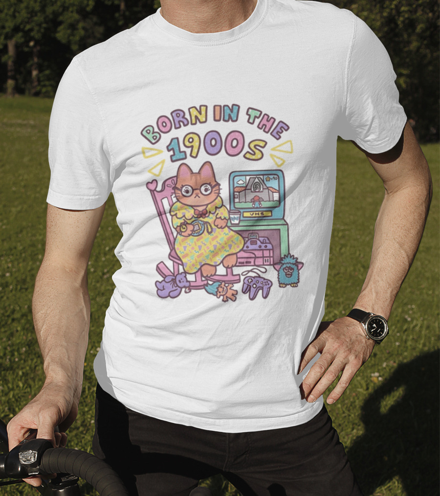Born In The 1900s Cat VHS Gaming Nostalgia T-Shirt