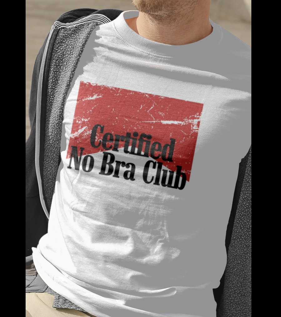 Certified No Bra Club Marlboro Parody Red Banner T-Shirt
