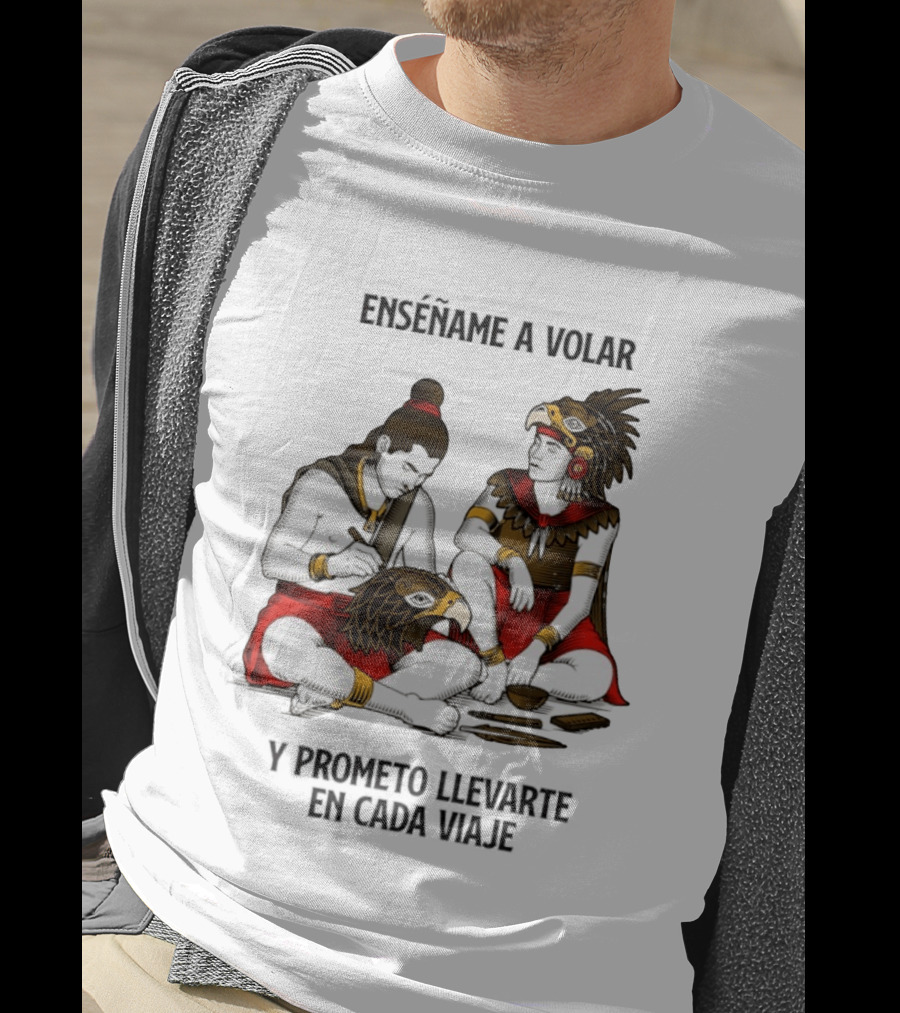 Enséñame A Volar Prometo Llevarte En Cada Viaje Guerrero Águila Guerrero Jaguar T-Shirt