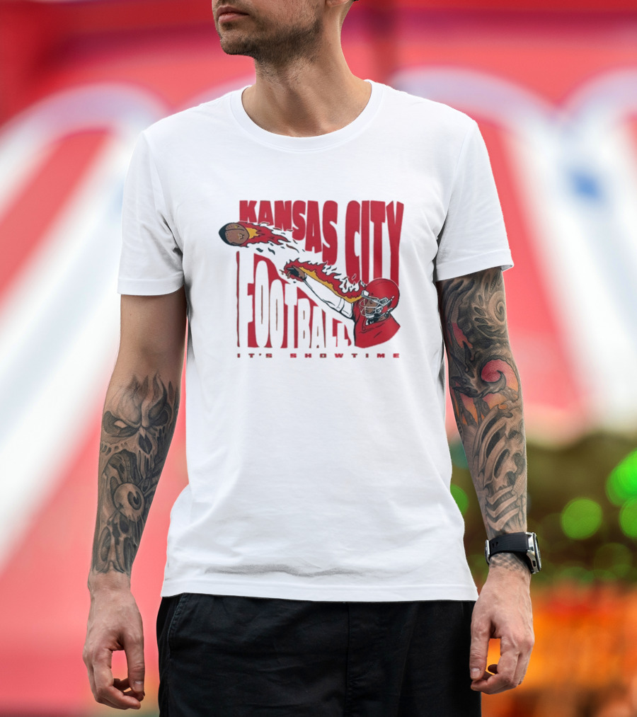 Kansas City Football It's Showtime Quarterback Fireball Pass T-Shirt