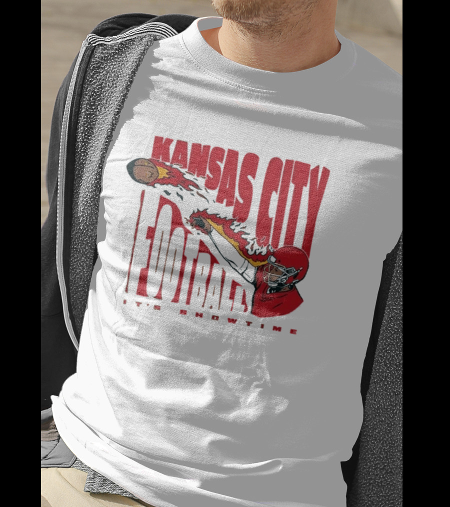 Kansas City Football It's Showtime Quarterback Fireball Pass T-Shirt