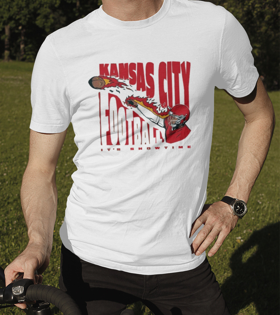 Kansas City Football It's Showtime Quarterback Fireball Pass T-Shirt