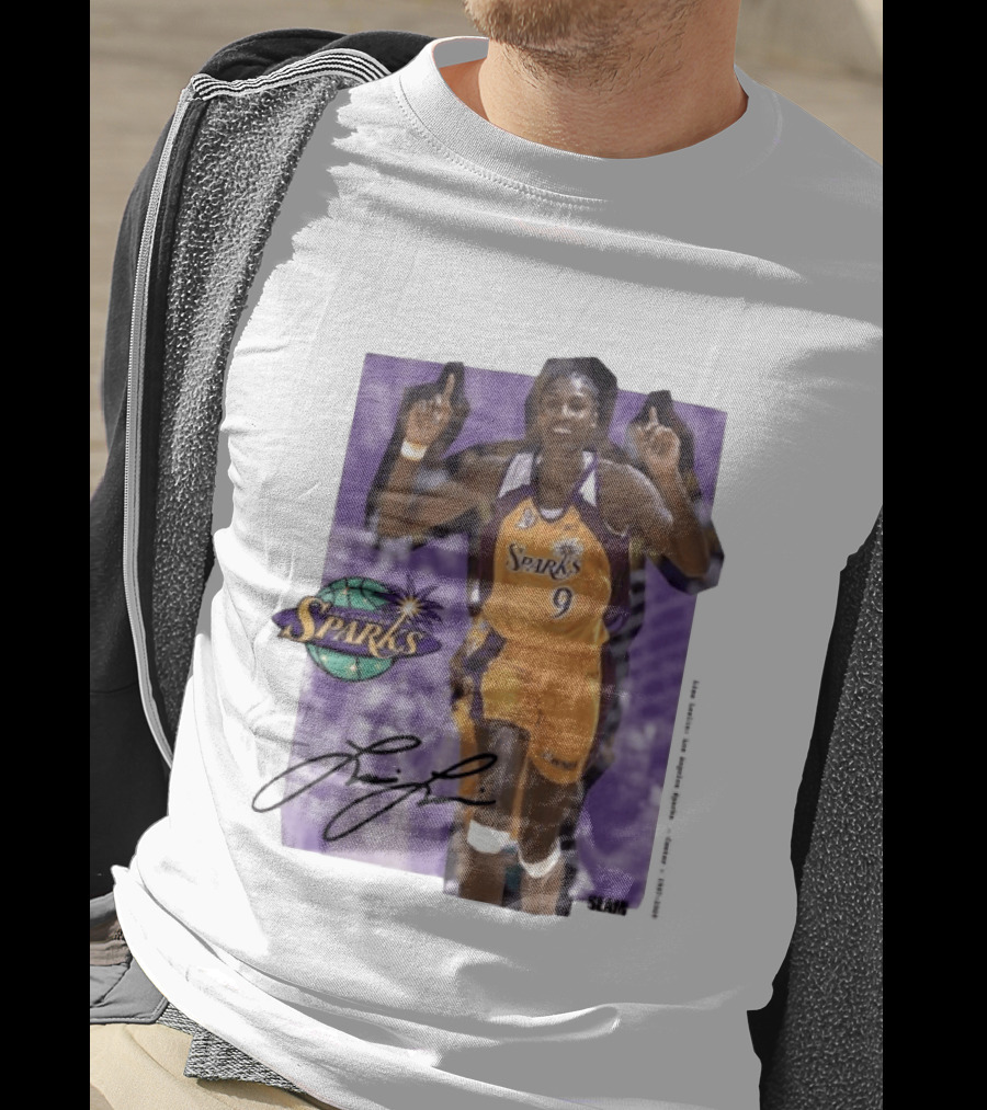 Lisa Leslie Los Angeles Sparks No 9 1997 2009 SLAM Autographed Basketball Legend T-Shirt