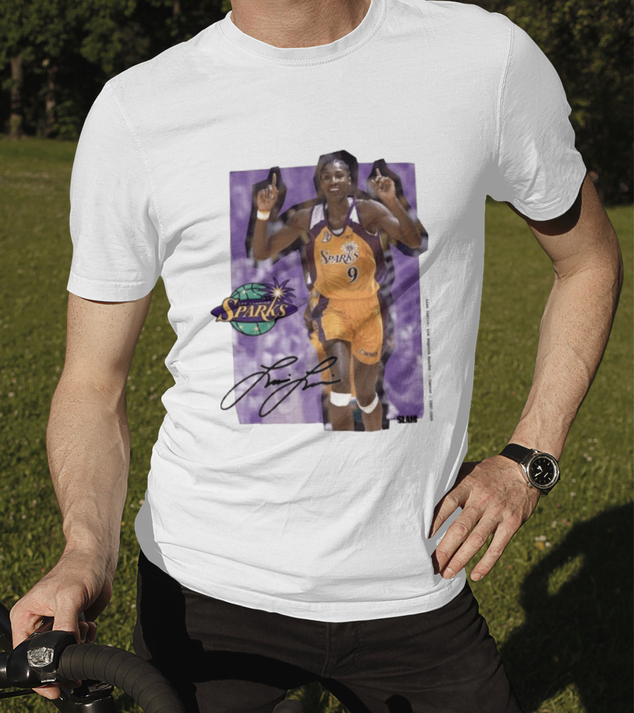 Lisa Leslie Los Angeles Sparks No 9 1997 2009 SLAM Autographed Basketball Legend T-Shirt