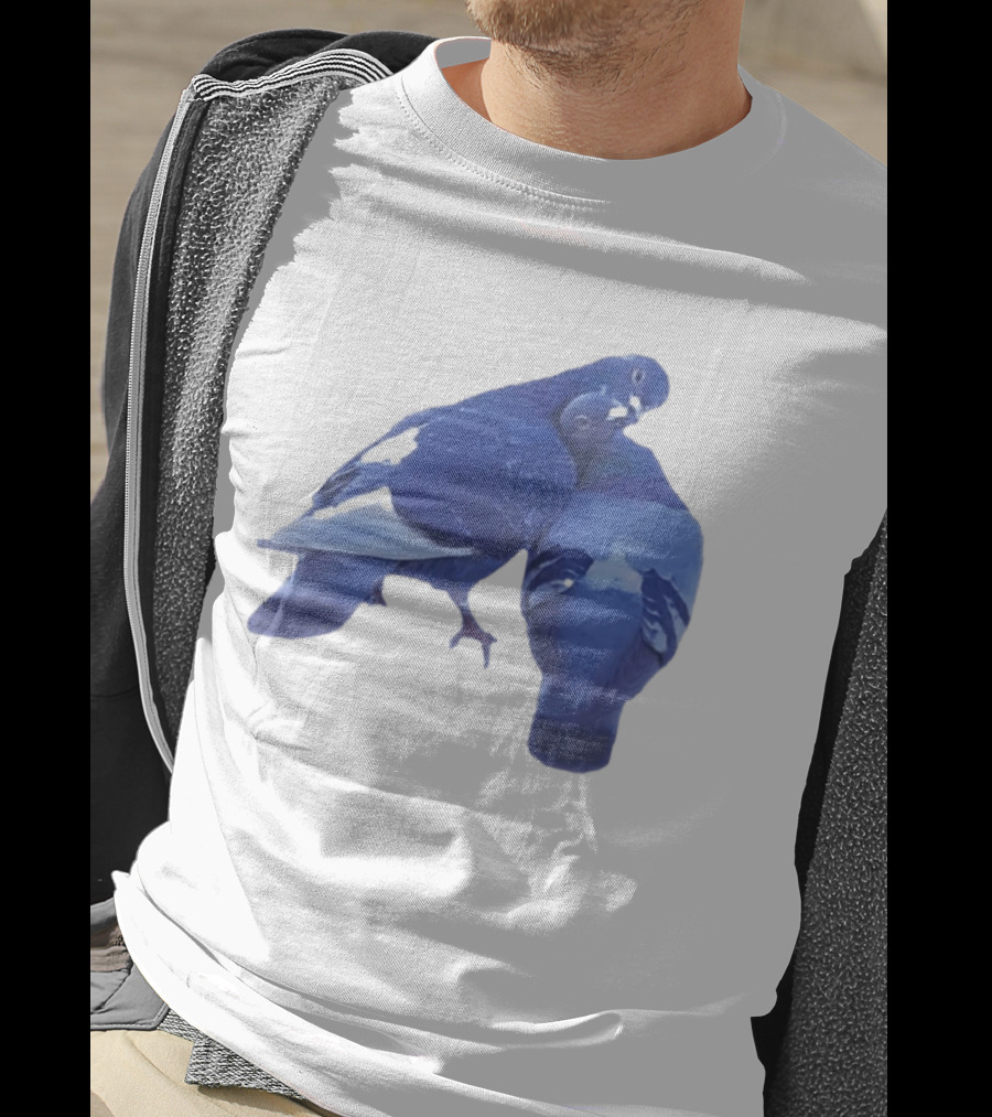 Love Doves Sports Banger Blue Pigeons Embrace T-Shirt