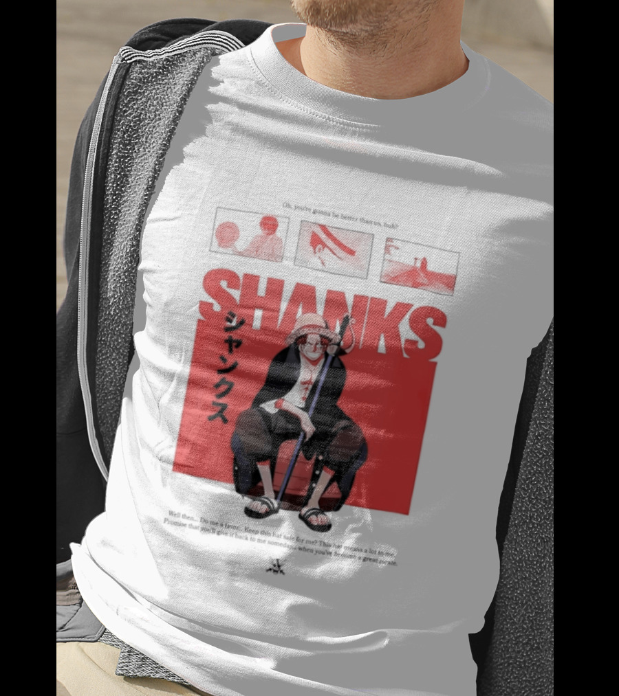 One Piece Shanks Luffy Straw Hat Pirates Manga Panels T-Shirt