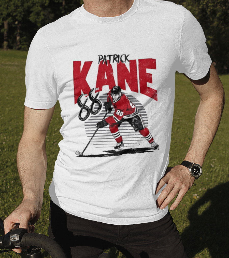 Patrick Kane 88 Chicago Blackhawks Hockey Player Action T-Shirt