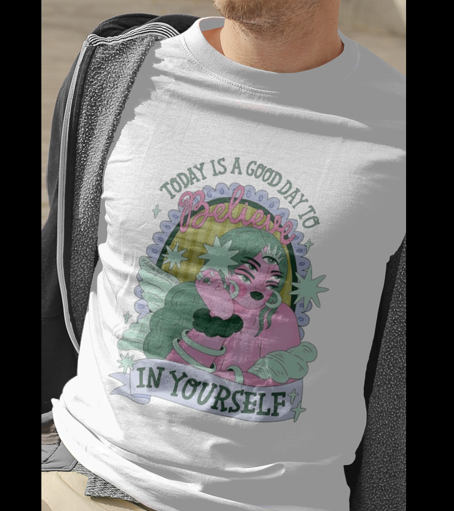 Today Is A Good Day To Believe In Yourself Celestial Character With Wings And Stars T-Shirt
