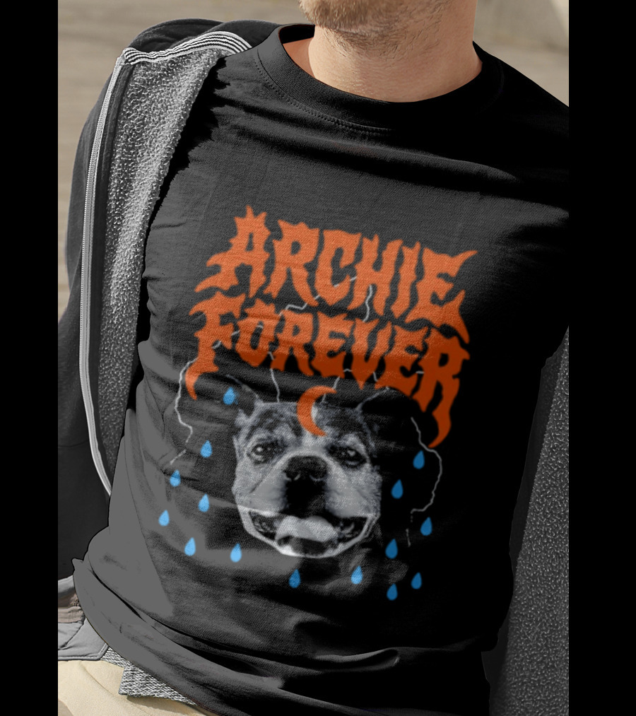 Archie Forever Dog Memorial Pet Tribute With Teardrops And Crescent Moon T-Shirt