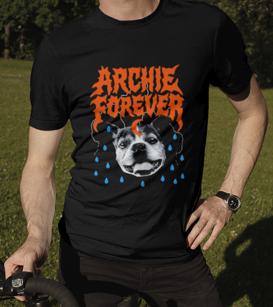 Archie Forever Dog Memorial Pet Tribute With Teardrops And Crescent Moon T-Shirt