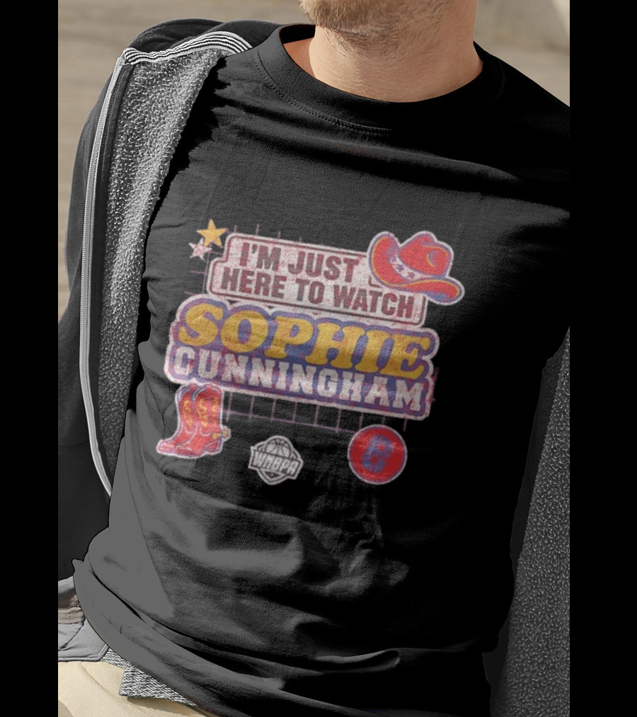 I'm Just Here To Sophie Cunningham WNBA Cowboys Hat Boots Star 8 T-Shirt