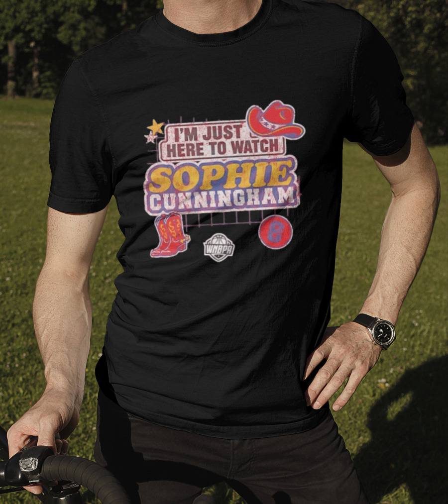 I'm Just Here To Sophie Cunningham WNBA Cowboys Hat Boots Star 8 T-Shirt